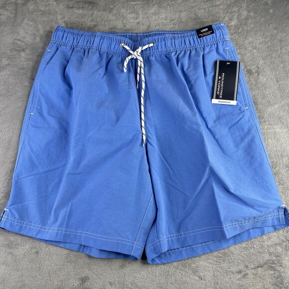 Trunks Other - ROUNDTREEE & YORKE Swim Trunk L  Sea‎ Blue Solid Board Shorts Lined Pockets New